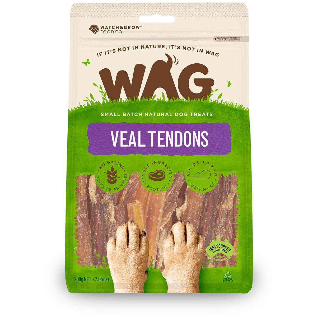 WAG Veal Tendons Adult Dog Treats 200g