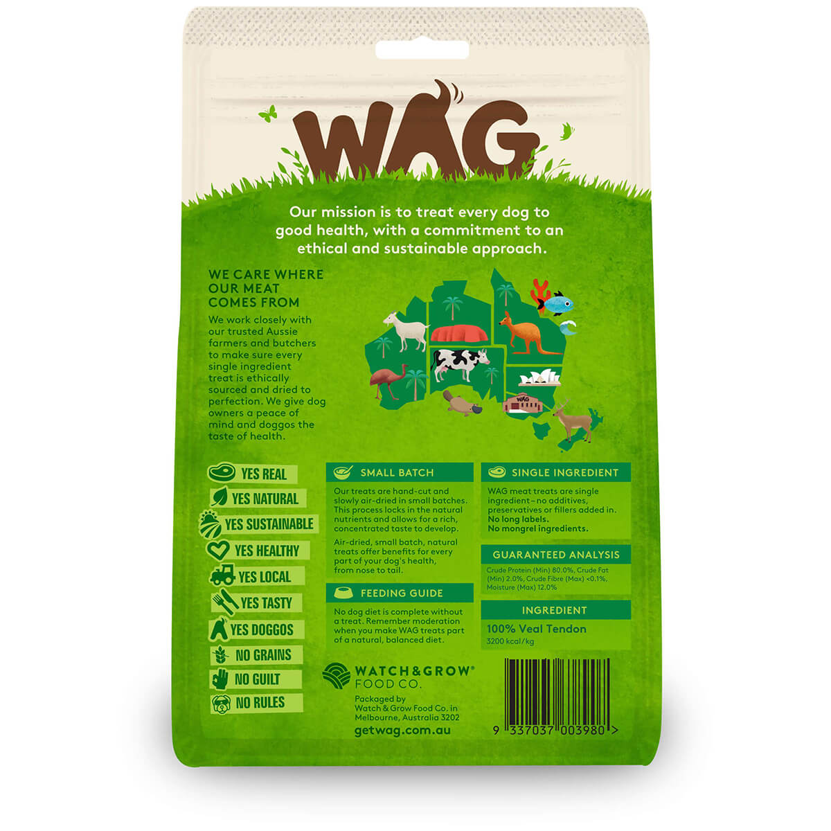 WAG Veal Tendons Adult Dog Treats 200g