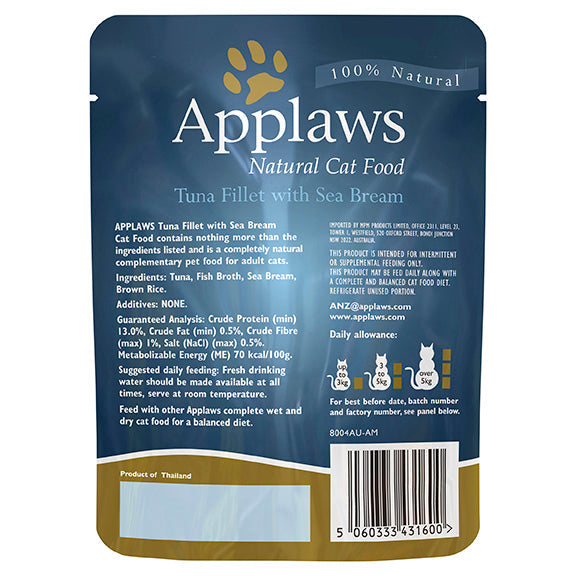 Applaws Natural Tuna with Sea Bream in Broth Pouch Wet Cat Food