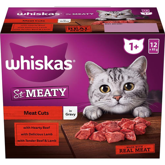 Whiskas Adult So Meaty Meat Cuts Gravy Wet Cat Food 12 x 85g