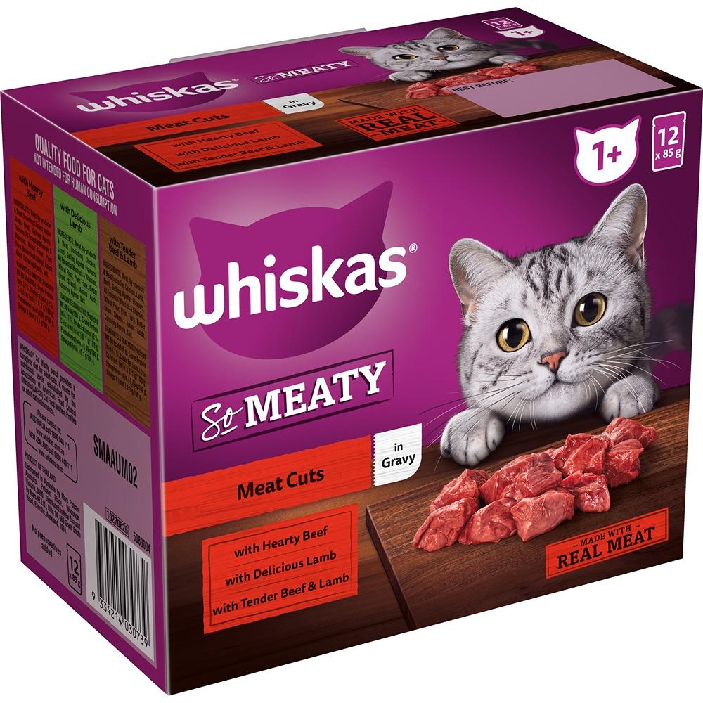 Whiskas Adult So Meaty Meat Cuts Gravy Wet Cat Food 12 x 85g