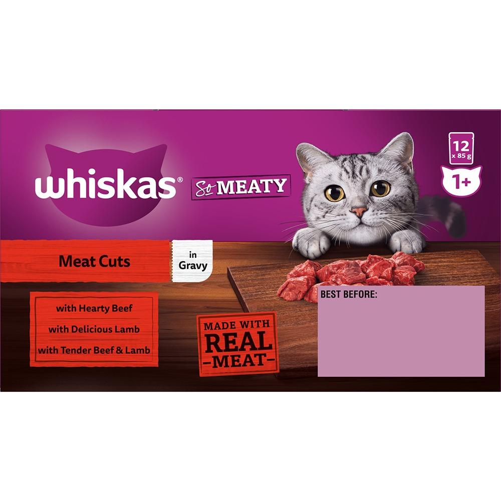 Whiskas Adult So Meaty Meat Cuts Gravy Wet Cat Food 12 x 85g