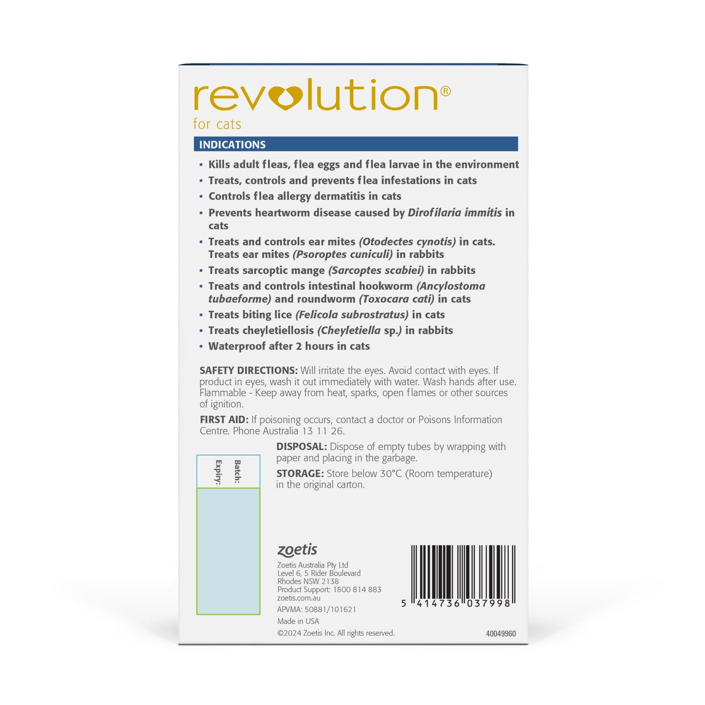 Revolution Medium Cat 2.5-7.5kg Flea & Worm Spot-On Treatment