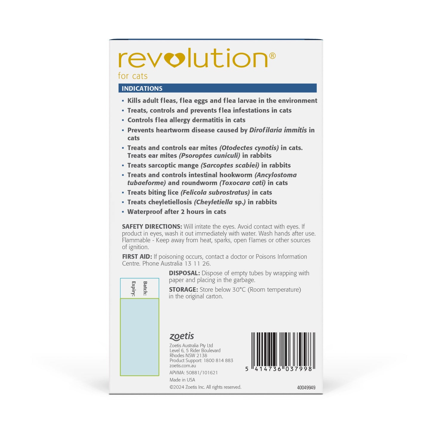 Revolution Medium Cat 2.5-7.5kg Flea & Worm Spot-On Treatment