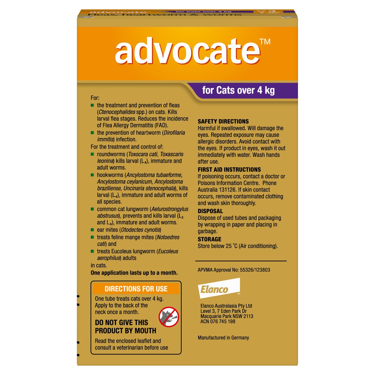 Advocate Spot-On Flea & Worm Treatment >4kg Cat
