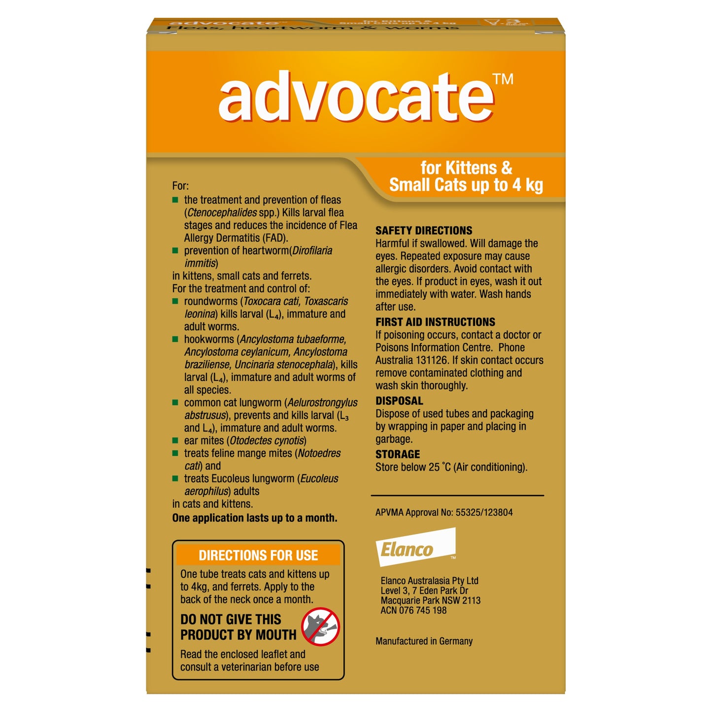 Advocate Spot-On Flea & Worm Treatment <4kg Cat