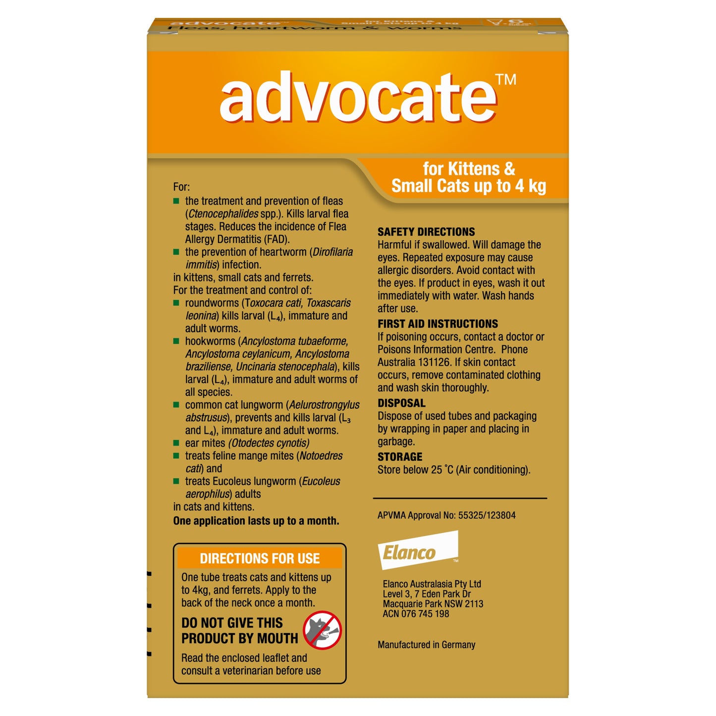 Advocate Spot-On Flea & Worm Treatment <4kg Cat