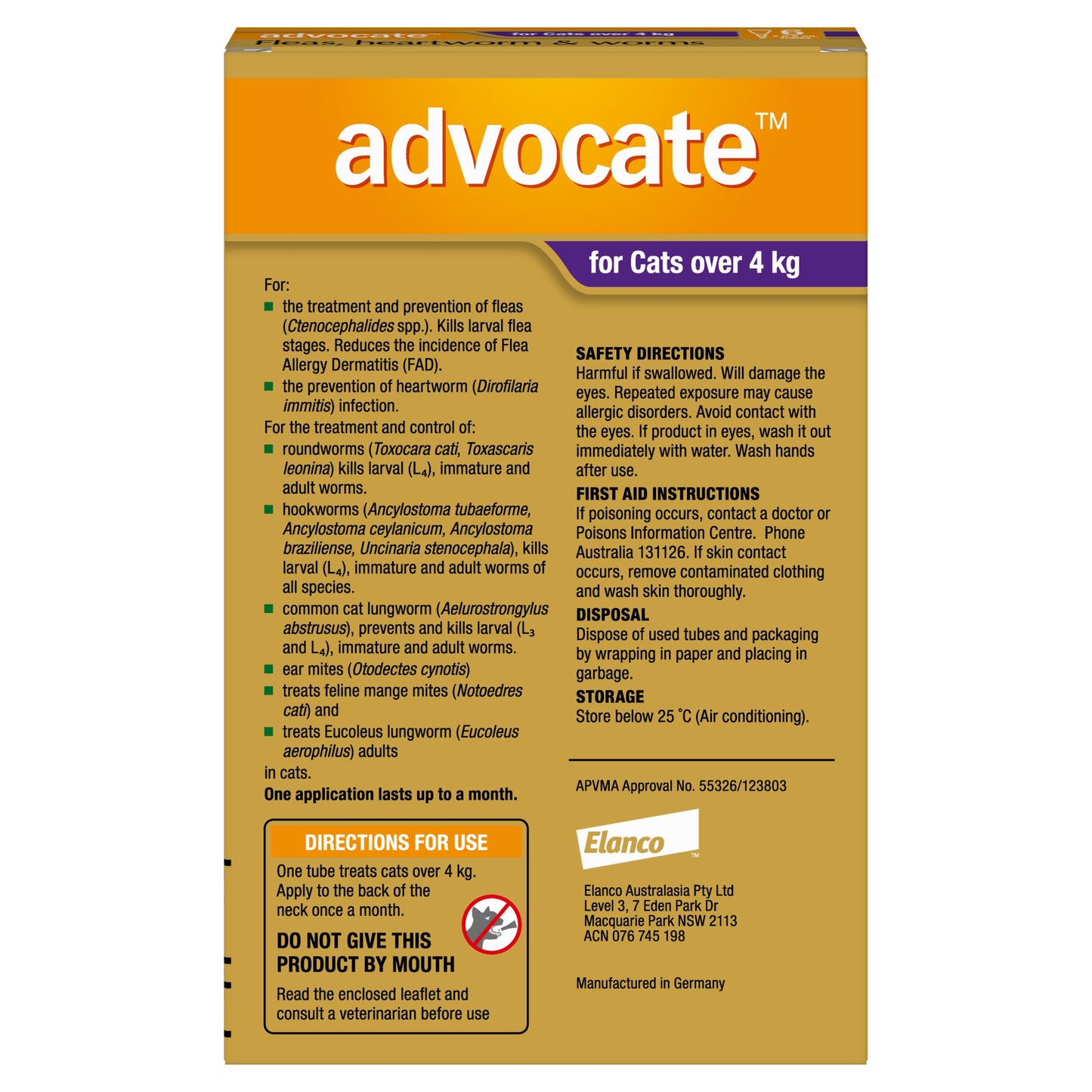 Advocate Spot-On Flea & Worm Treatment >4kg Cat