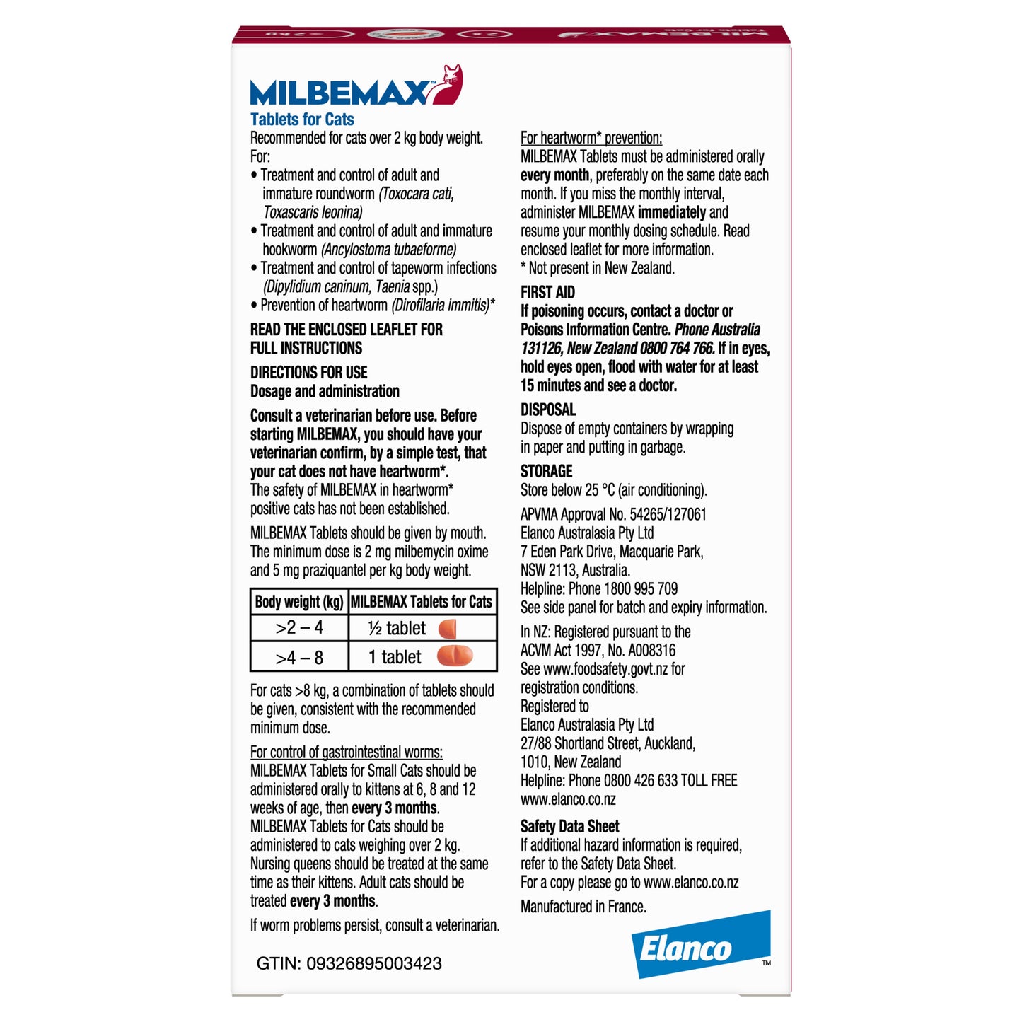 Milbemax Allwormer >2kg Cat 2 Pack