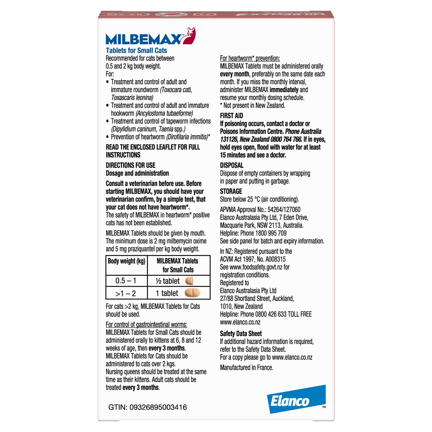 Milbemax Allwormer 0.5-2kg Cat 2pk