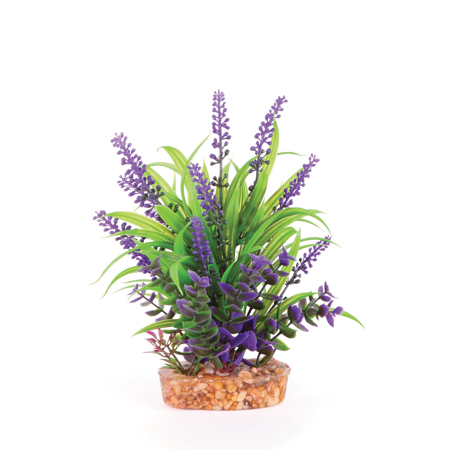 kKazoo Plastic Plant Thin Leaf with Purple Flowers Fish Tank Ornaments