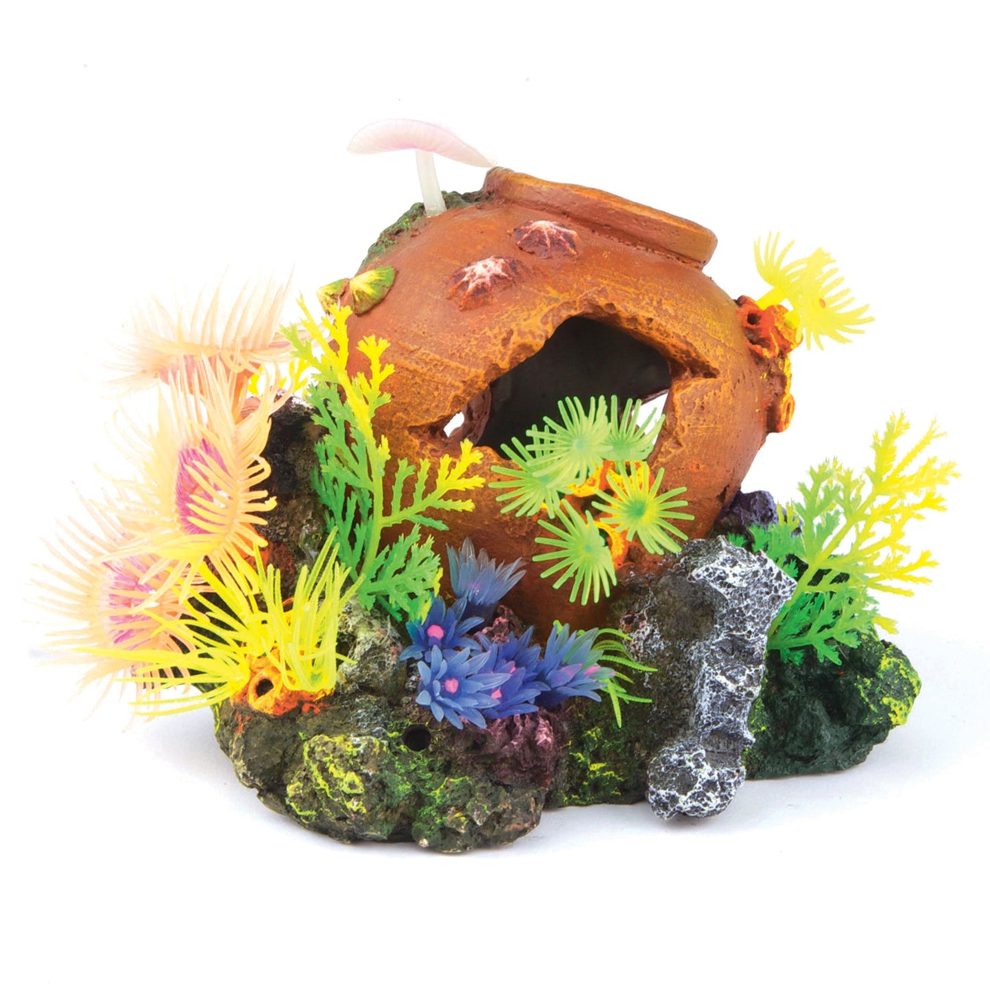 Kazoo Soft Coral with Jar and Plants Fish Tank Ornament