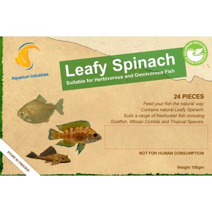 Aquarium Industries Naturals Leafy Spinach Frozen Fish Food 100g