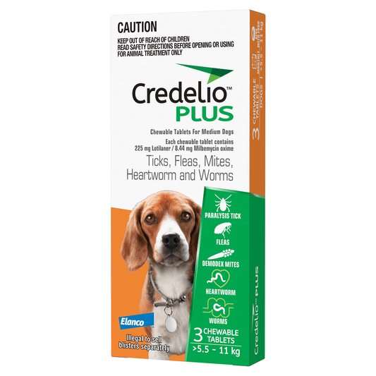 Credelio Plus Chewable Tablets For Medium Dogs 5.5-11kg