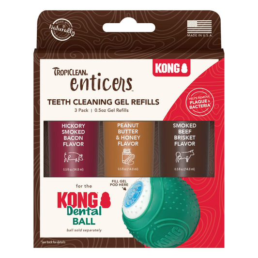 TropiClean Enticers Teeth Cleaning Gel Refills for Kong Dental Ball 3pk