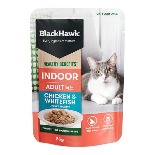 Black Hawk Healthy Benefits Indoor Chicken Whitefish in Gravy Wet Cat Food