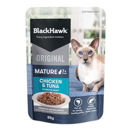 Black Hawk Original Mature 7+ Chicken Tuna in Gravy Wet Cat Food