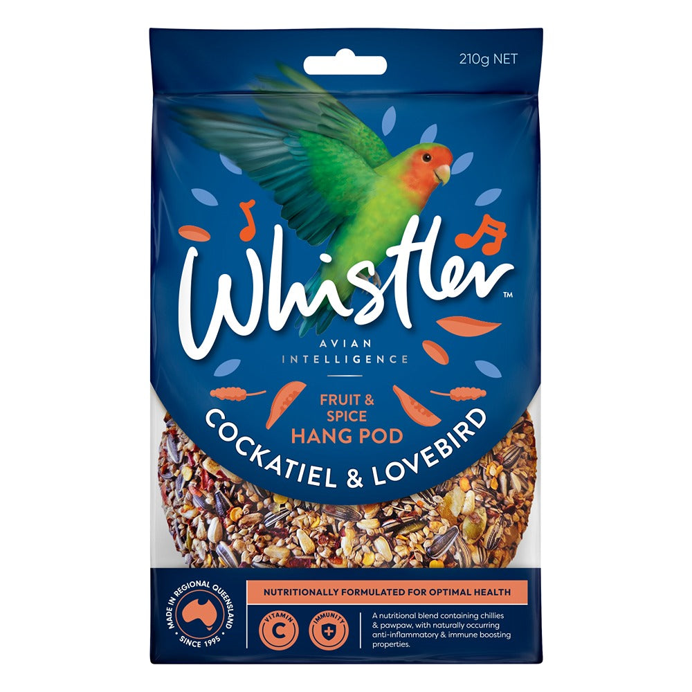 Whistler Cockatiel & Lovebird Fruit & Spice Hang Pod 210g