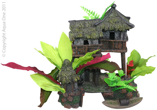 Aqua One Ornament Jungle House with Plants