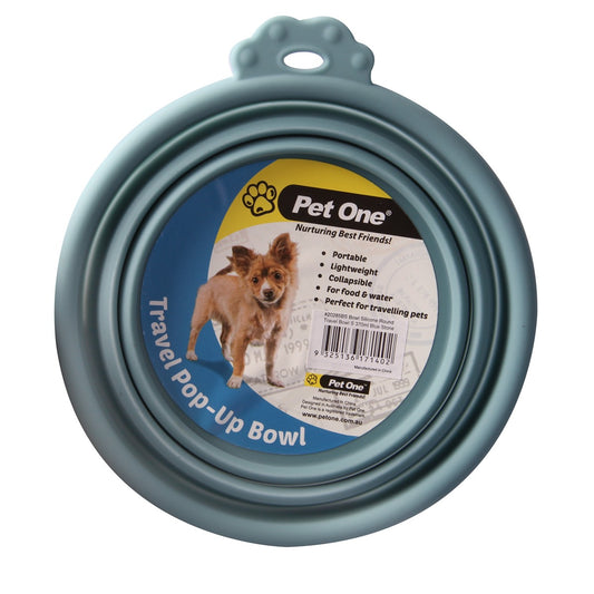 Pet One Travel Dog Bowl Blue Stone