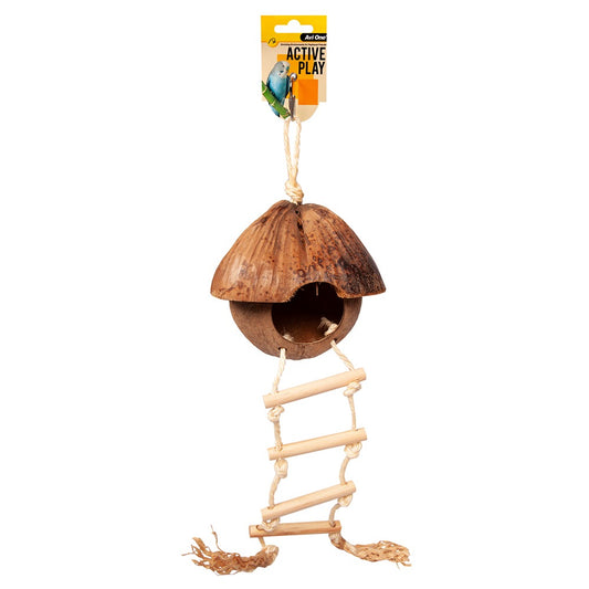 Avi One Bird Toy Coconut Hut with Ladder