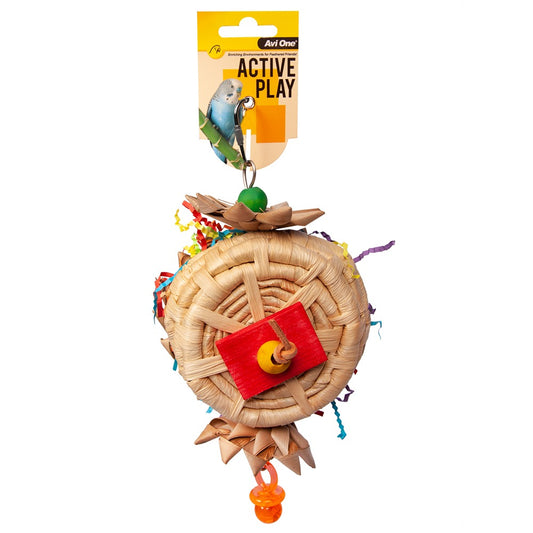 Avi One Bird Toy Basket With Palm Flowers