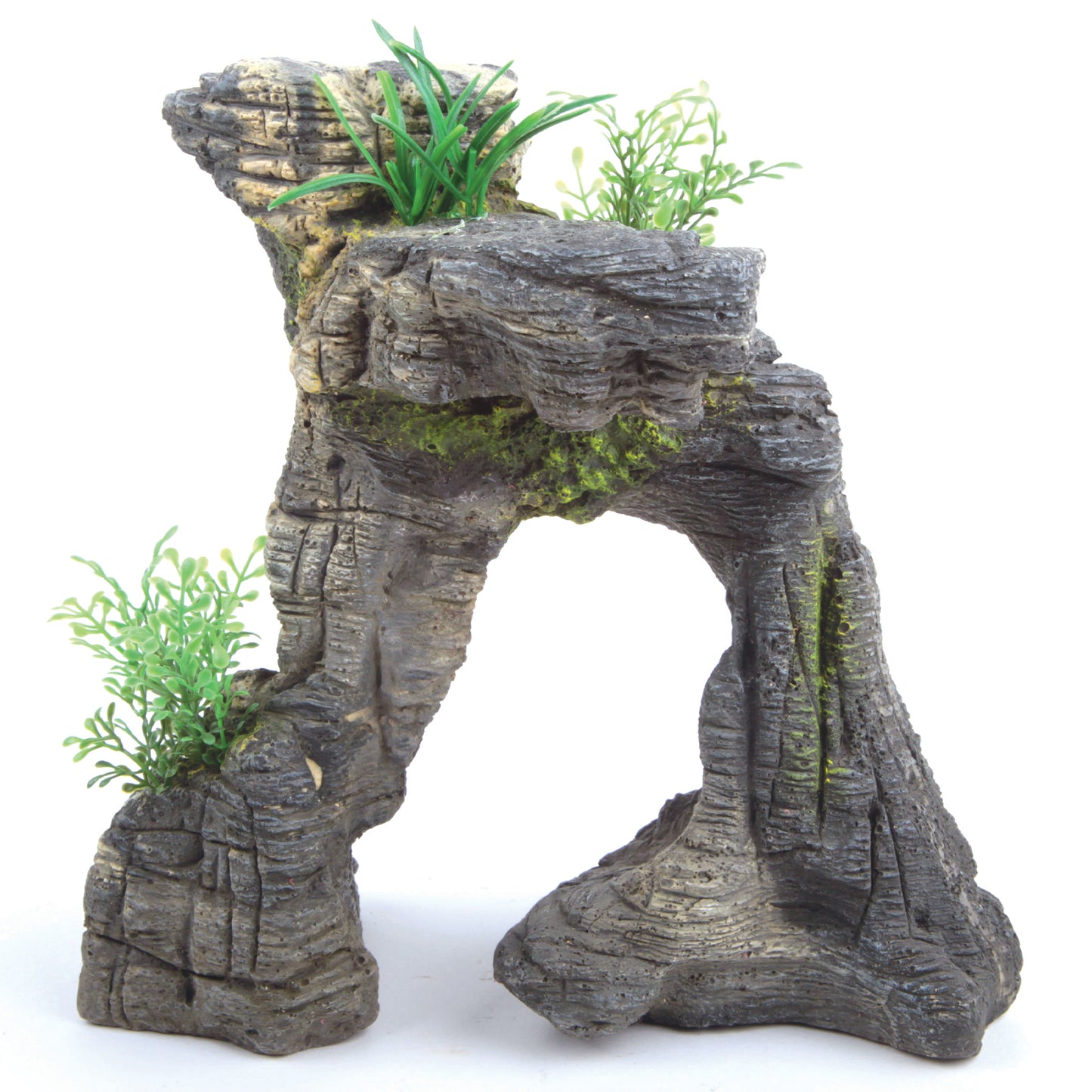 Kazoo Greystone Arch with Plant Fish Tank Ornament - Small