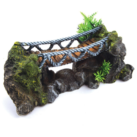 Kazoo Rope Bridge with Plants Fish Tank Ornament - Medium