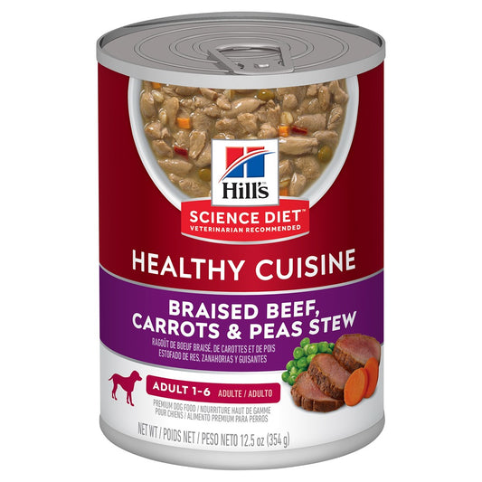Hills Science Diet Adult Healthy Cuisine Beef Carrots & Peas Stew Wet Dog Food Can 354g