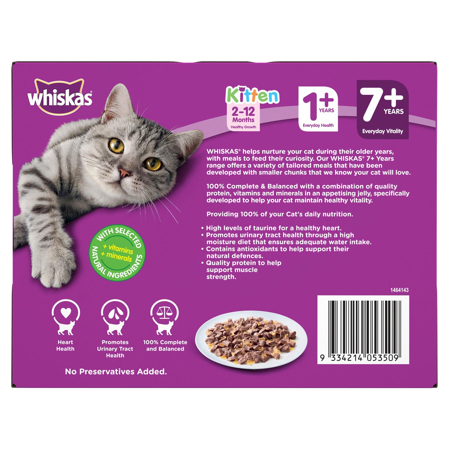 Whiskas Favourites Cat Senior 7+ Years Mixed In Jelly 12x85g