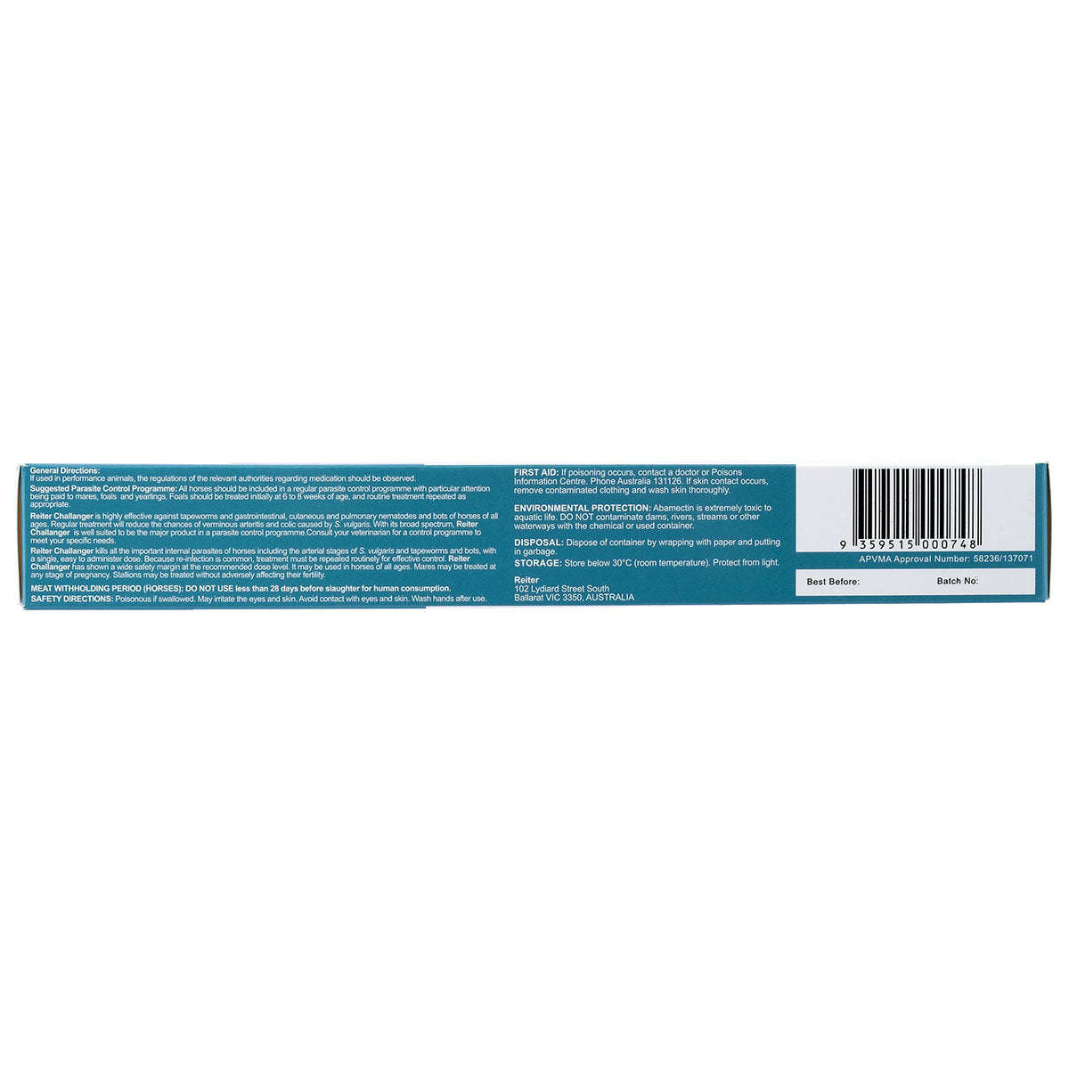 Reiter Challenger Oral Paste Wormer