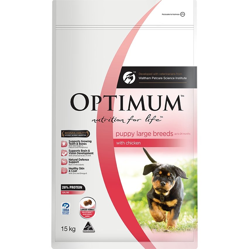 Optimum Large Breed Puppy Chicken Dry Dog Food 15kg