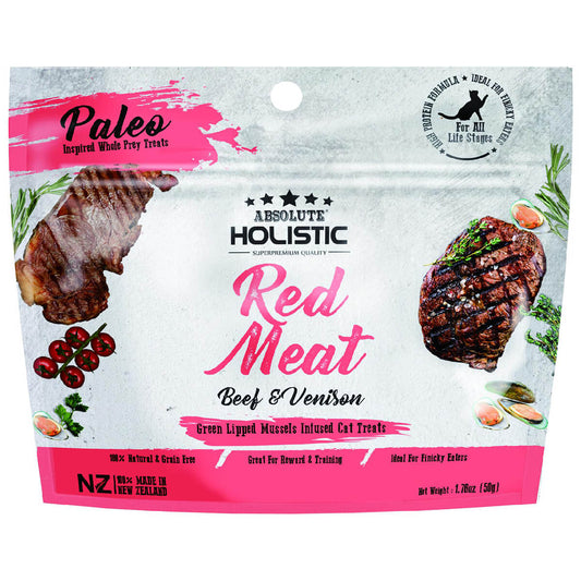 Absolute Holistic Red Meat Beef & Vension Air Dried Cat Treats 50g (100000010874) [default_color]