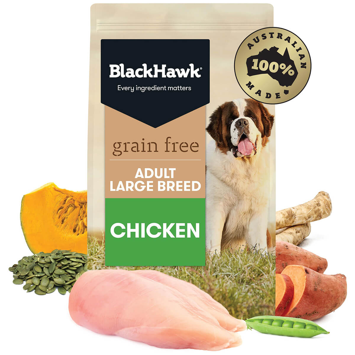 Black Hawk Grain Free Large Breed Adult Chicken Dry Dog Food 15kg (100000014585) [default_color]