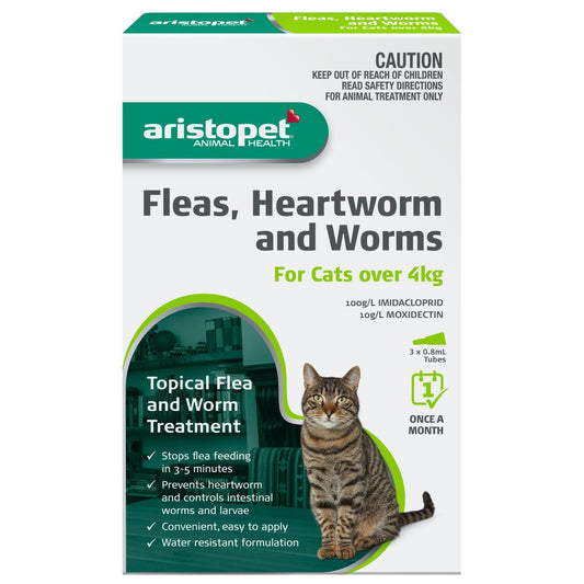 Aristopet Animal Health Fleas, Heartworm & Worms For Cats >4Kg (100000022763) [default_color]