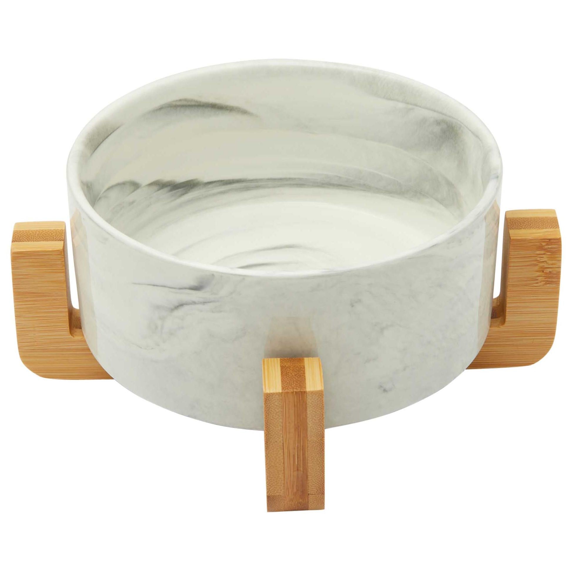 Buddy & Belle Ceramic Marble Dog Bowl (100000023576) [White]