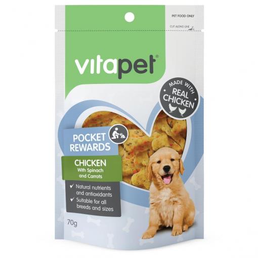 VitaPet Pocket Rewards Chicken & Vegetable Bones Dog Treats 70g (100000024182) [default_color]