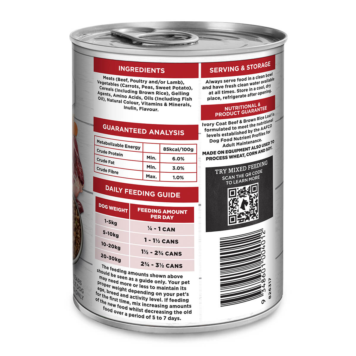 Ivory Coat Holistic Nutrition Adult Beef & Brown Rice Loaf Wet Dog Food 400g (100000024733) [default_color]