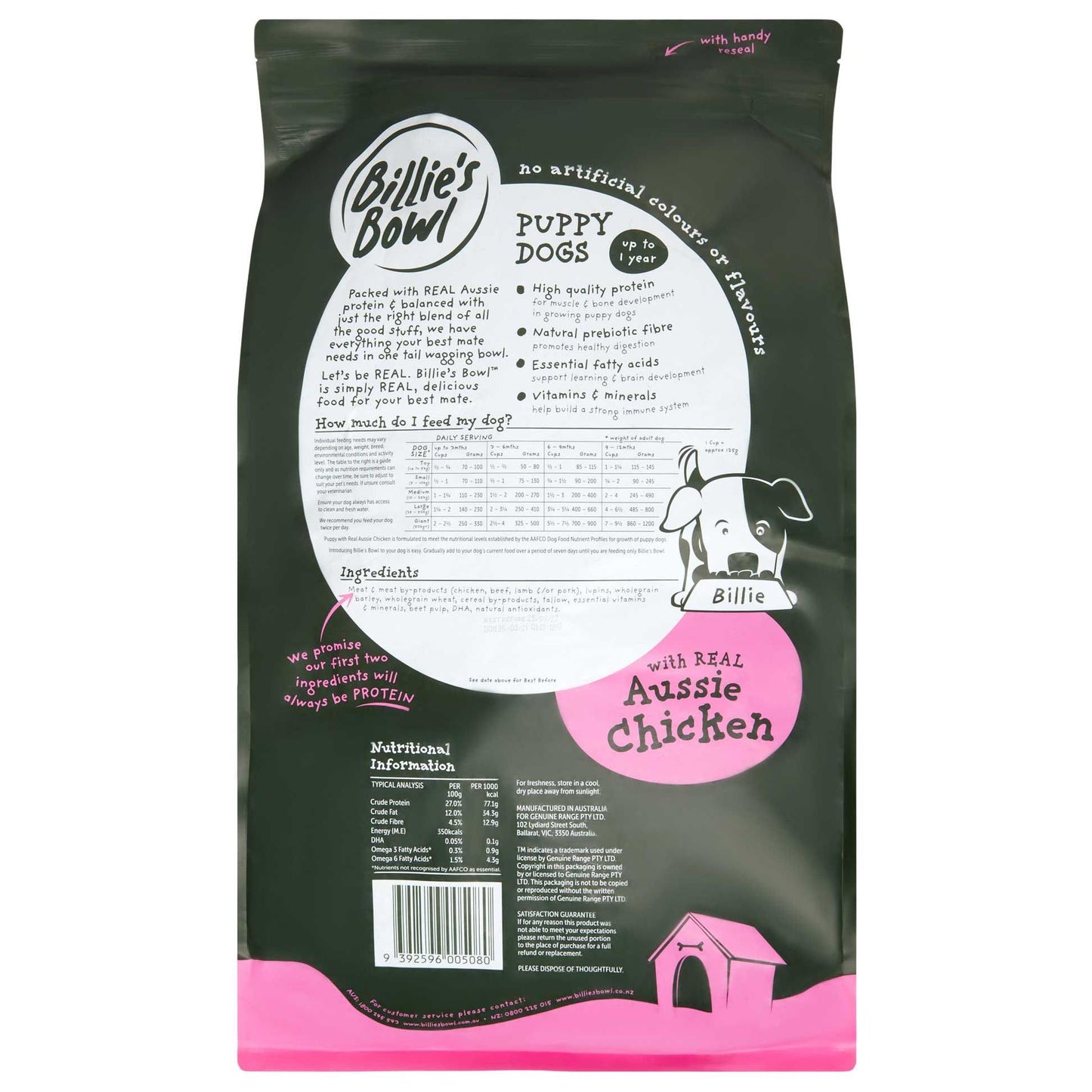 Billie's Bowl Puppy with Real Aussie Chicken Dry Dog Food 10kg (100000037683) [default_color]
