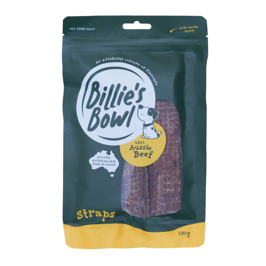 Billie's Bowl REAL Aussie Beef Strap Dog Treats 180g