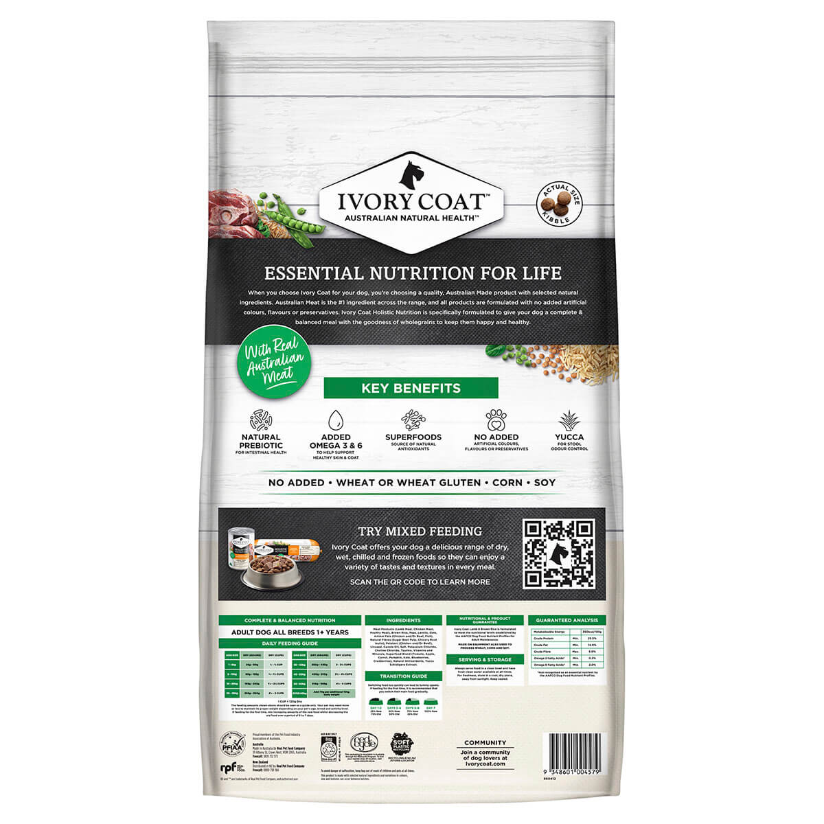 Ivory Coat Holistic Nutrition Adult Dry Dog Food Lamb & Brown Rice 15kg