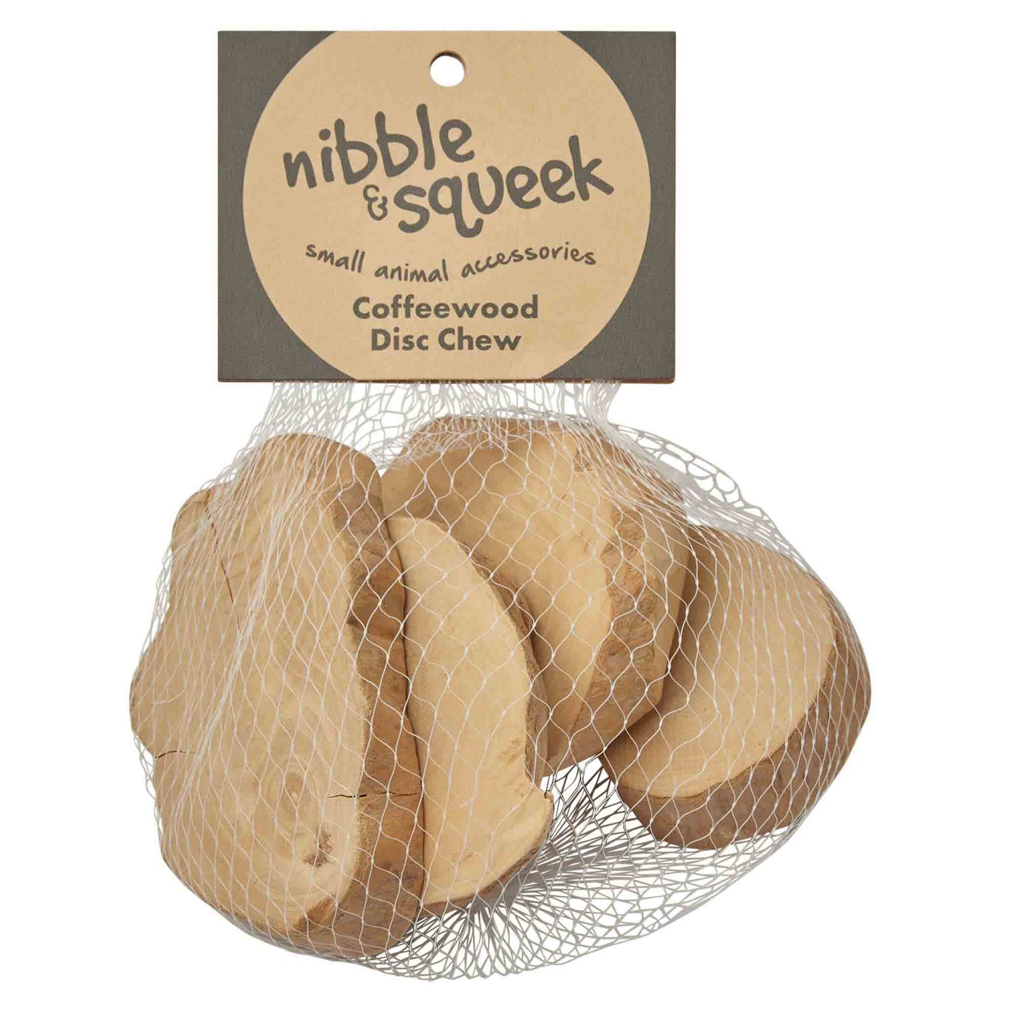 Nibble & Squeek Coffeewood Disc Chews Small Animal Toy 4pk