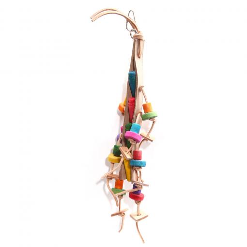 Avi One Bird Toy Leather Rope Coloured Wood Beads (112111000587) [default_color]