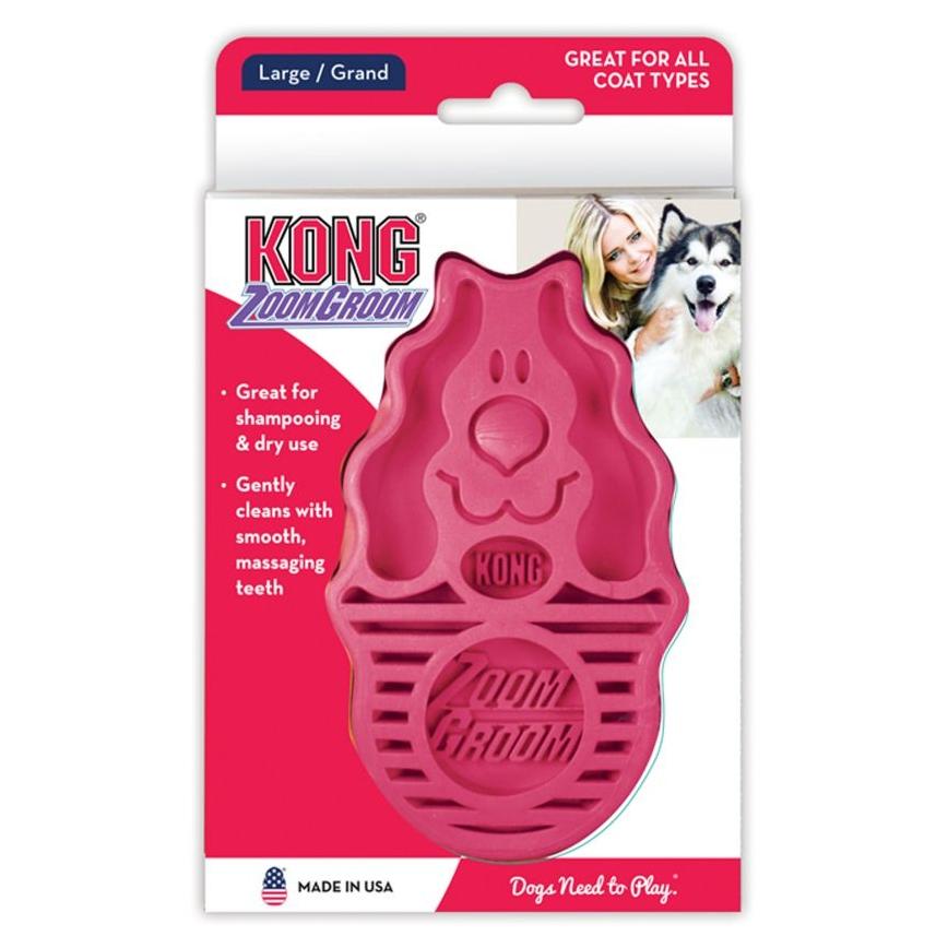 KONG ZoomGroom Dog Brush (122221000037) [Raspberry]
