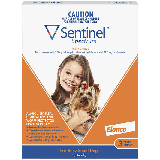 Sentinel Spectrum Tasty Chews Flea & Worming Treatment <4kg Dog (122613000089) [default_color]