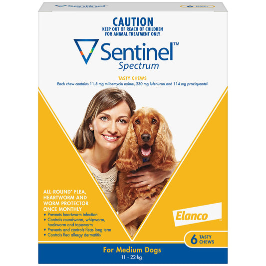 Sentinel Spectrum Tasty Chews Flea & Worming Treatment 11-22kg Dog (122613000091) [default_color]