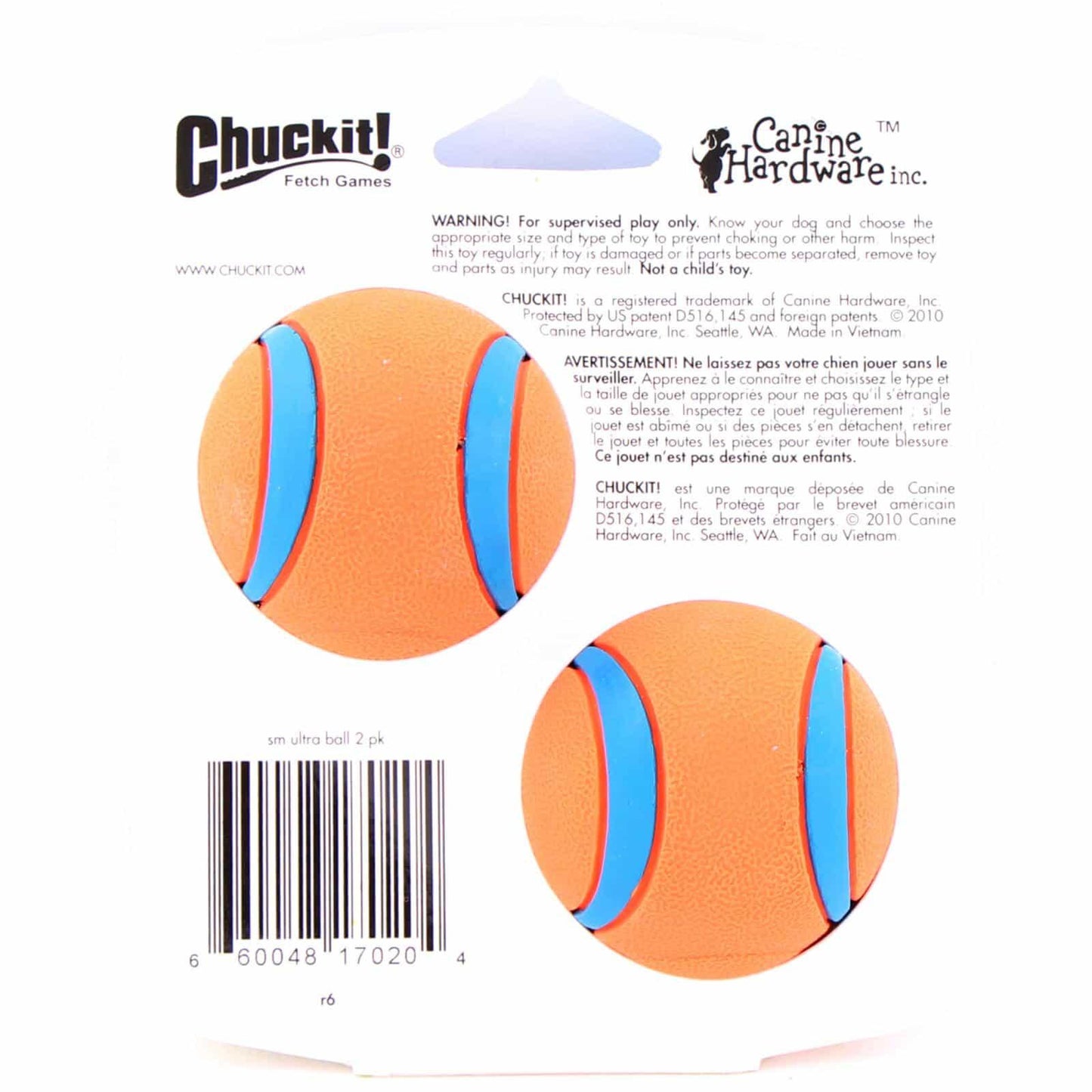 Chuckit - Ultra Rubber Ball - Dog Toy - 2 Pack (122812000031) [Orange]
