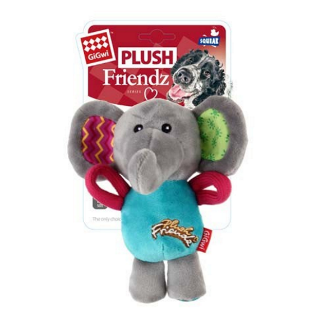 GIGWI Plush Friendz Multicolour Elephant Dog Toy (122812000489) [Grey]