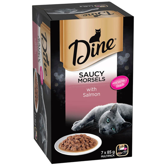 Dine Daily Variety Saucy Morsels & Salmon Wet Cat Food Tray 7X85g (131812000034) [default_color]