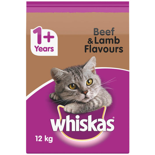 Whiskas Adult 1 Plus Year Beef & Lamb Dry Cat Food 12kg (131812000121) [default_color]